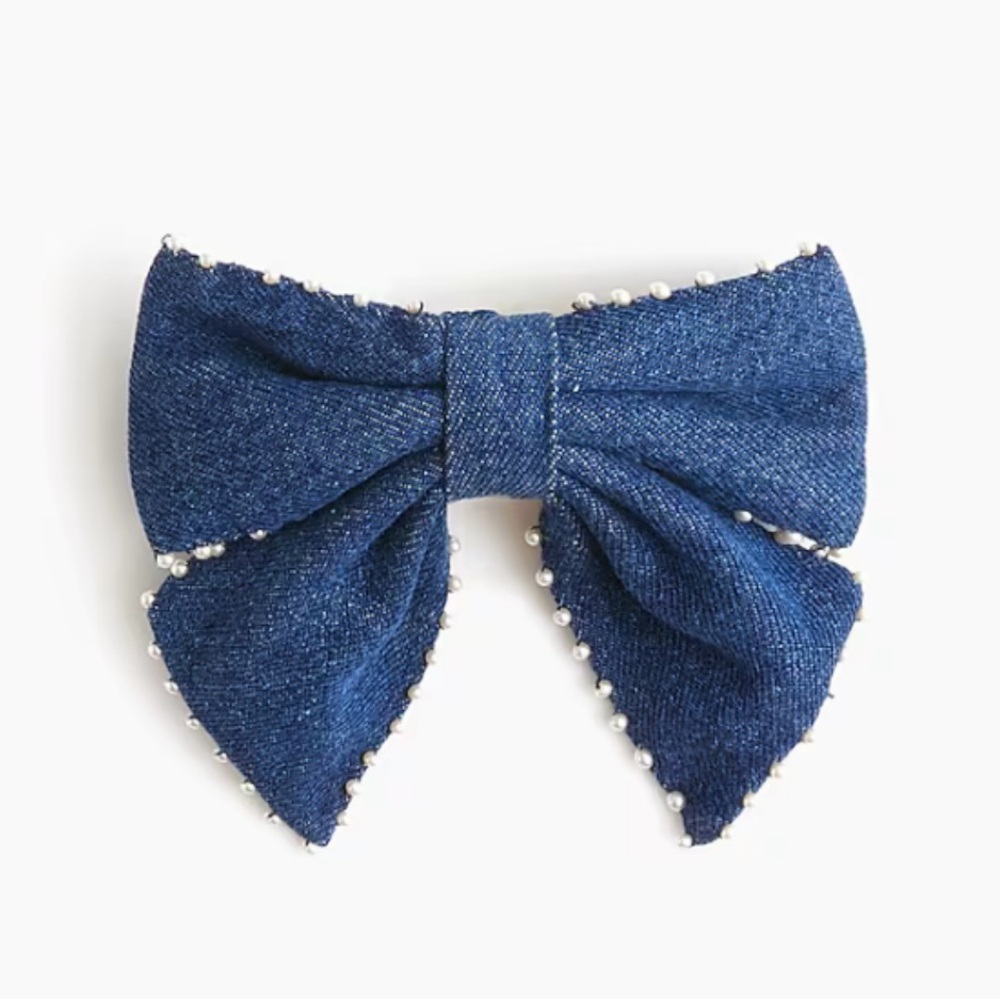 NWT J. Crew Embellished Denim Bow Barrette